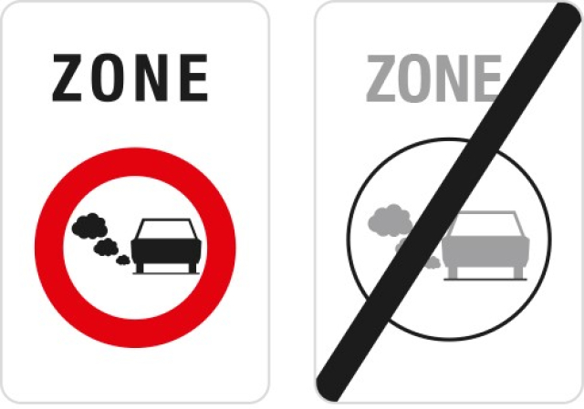 Verkeersbord binnen- en buitenrijden LEZ